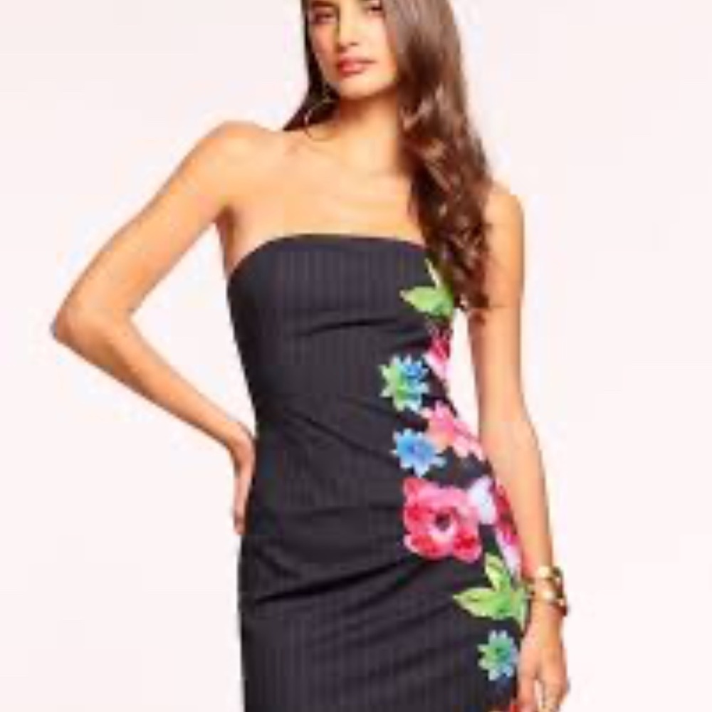 Ramy Brook Magnolia Embelished Midi Dress in Navy Pinstripe Size P $895
